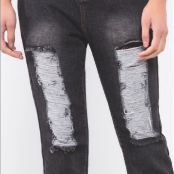 #4016 POL Women’s Black Denim Boyfriend Distressed Jeans - Picture 10 of 15